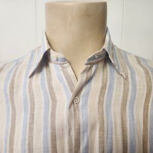 men's linen shirt M Robert Old 1909 stripe